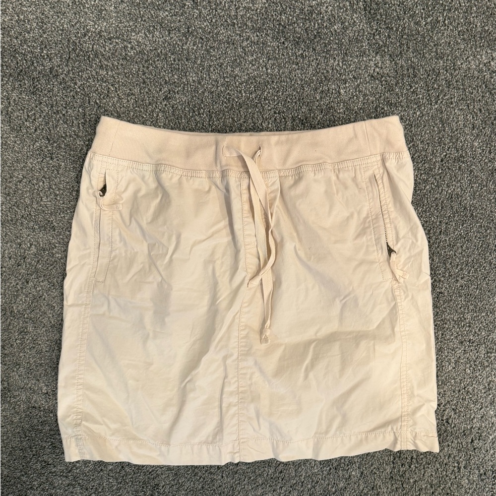 LOFT Cream Pull-On Skirt with Drawstring Waist